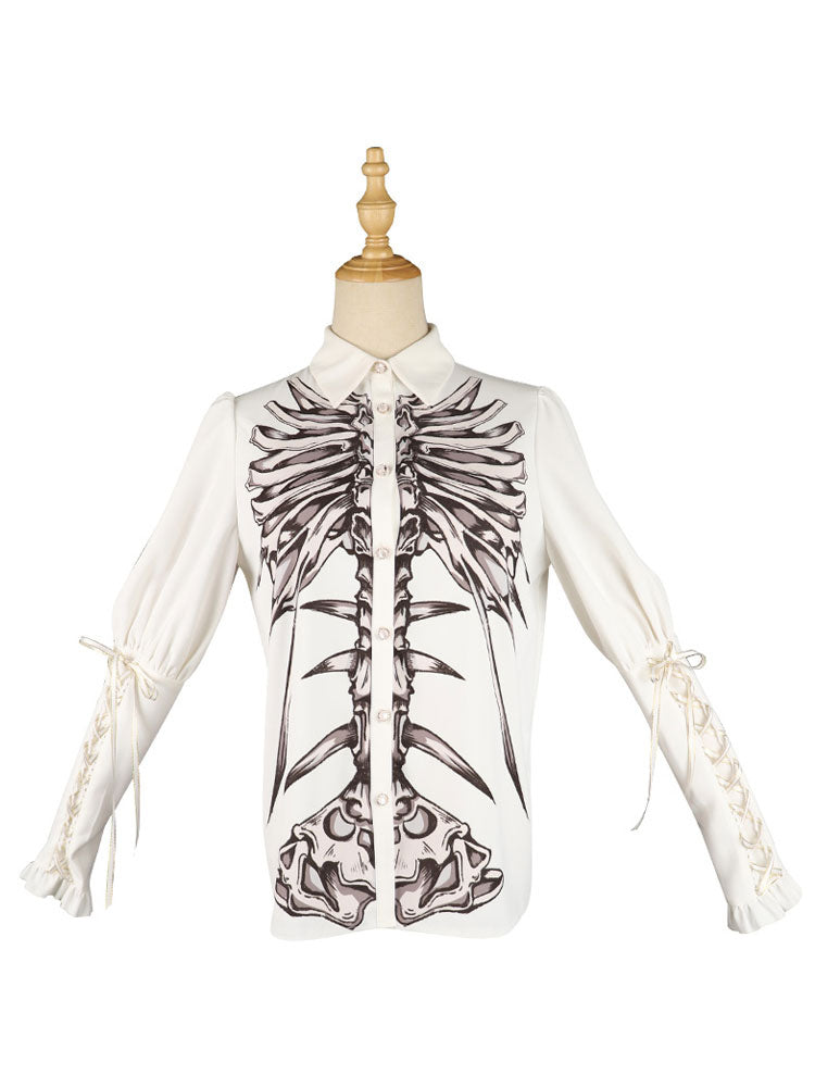 [Pre-order] Dark Fairy Tales Skeleton Pattern Gothic Lolita Blouse
