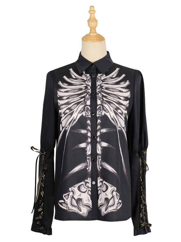 [Pre-order] Dark Fairy Tales Skeleton Pattern Gothic Lolita Blouse