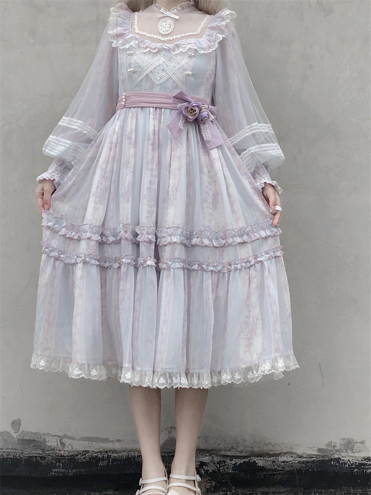 【予約販売】Garden of Flowers シアースタンドカラーワンピース