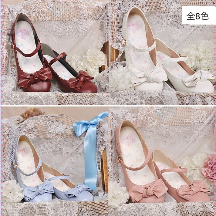 Lolita shoes 8 colors strap shoes with ribbon 4.5 cm heel