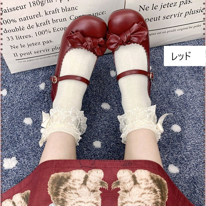 Lolita shoes 8 colors strap shoes with ribbon 4.5 cm heel