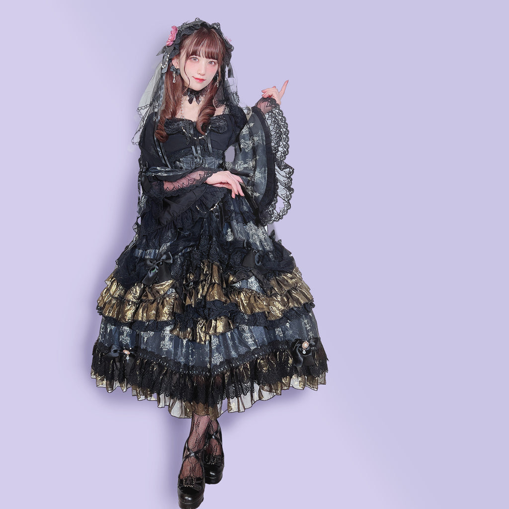 Day and Night Lace and Frill Bride Lolita Dress Full Set