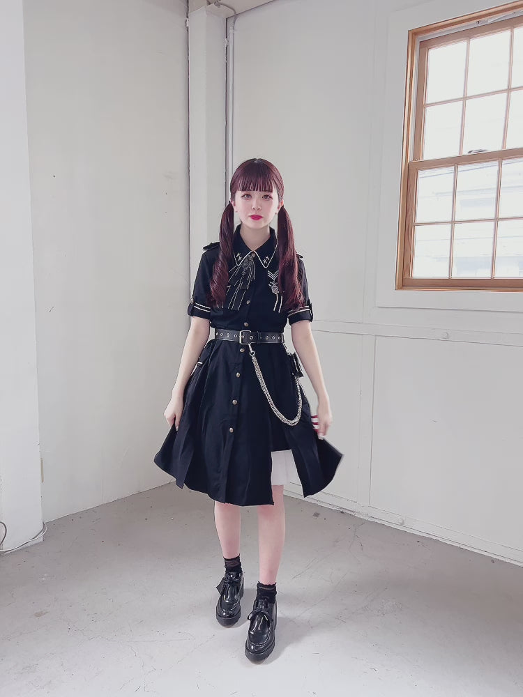 [Pre-order] Military Lolita Dark Gothic Short Sleeve Dress