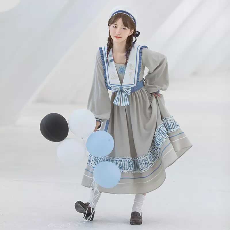 [Worn by Liyuu] Gray Blue Lolita Dress in Sailor Color