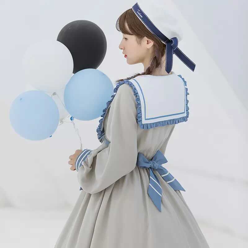 [Worn by Liyuu] Gray Blue Lolita Dress in Sailor Color