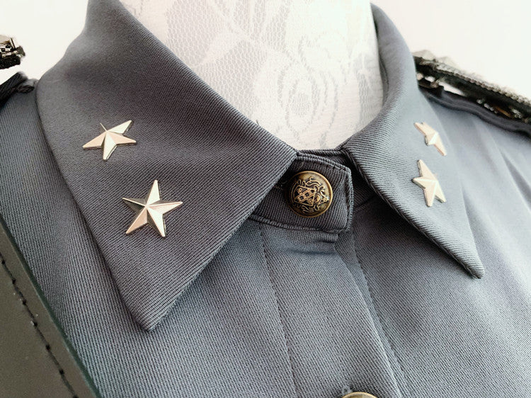 Military Lolita Hem Pleated Short Sleeve Dress
