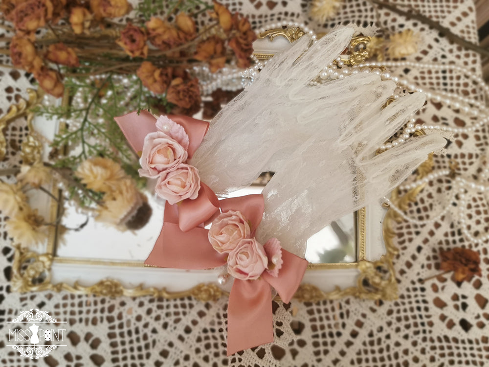 [Simultaneous purchase only] Flower flower corsage, ribbon brooch, lace gloves