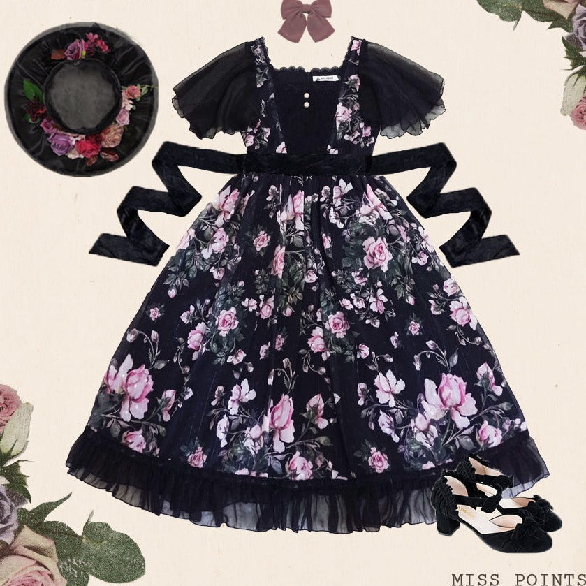 [Pre-order] Rose Garden Flying Sleeve Classic Lolita Dress