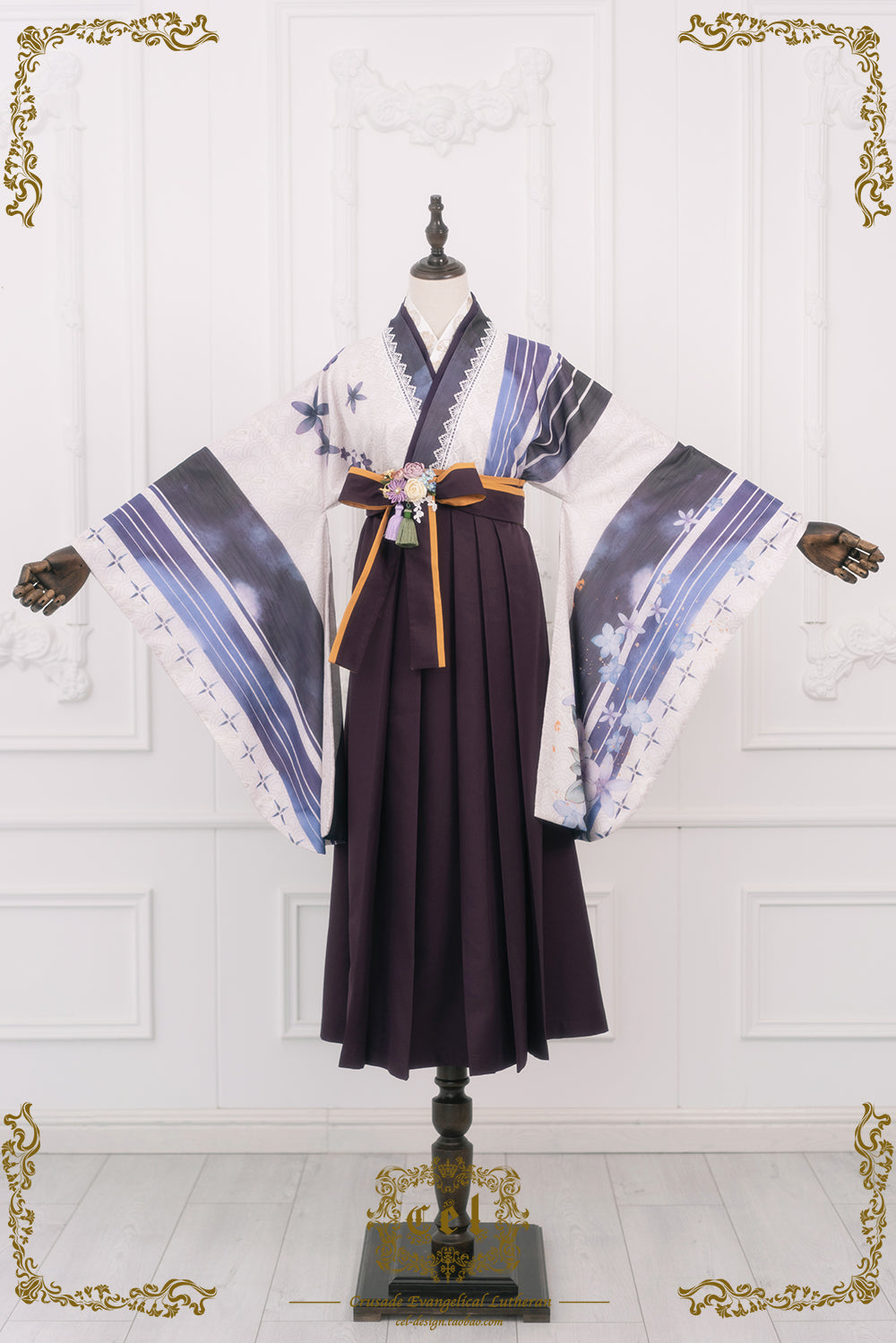 Japanese-style print and lace kimono-style tops [20% off when purchased together]