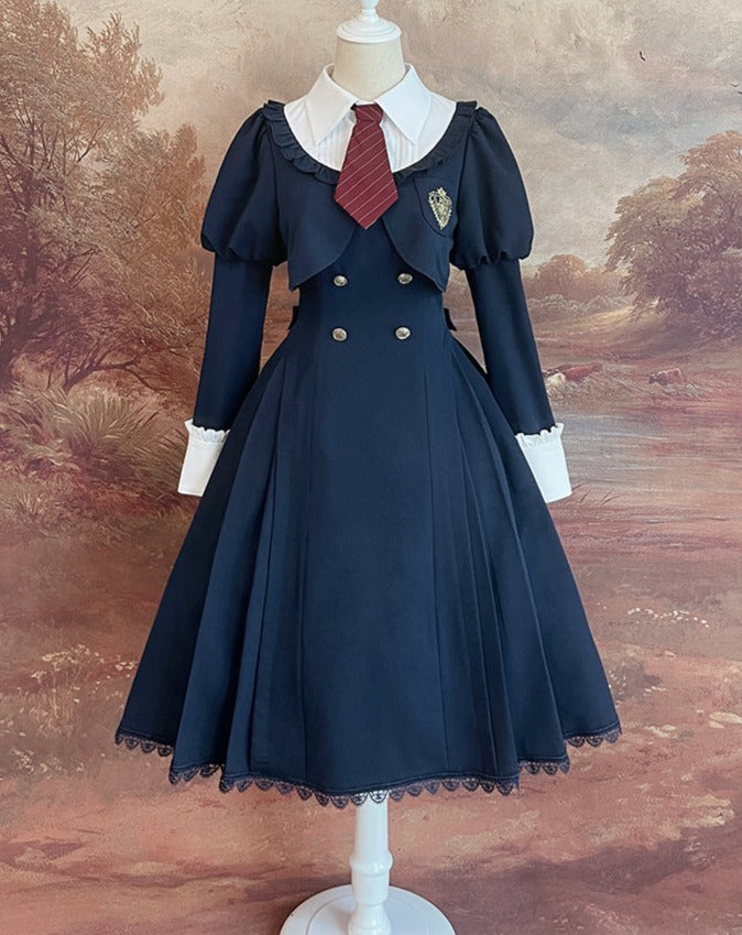 [Reservation sale] School uniform style fake layered dress