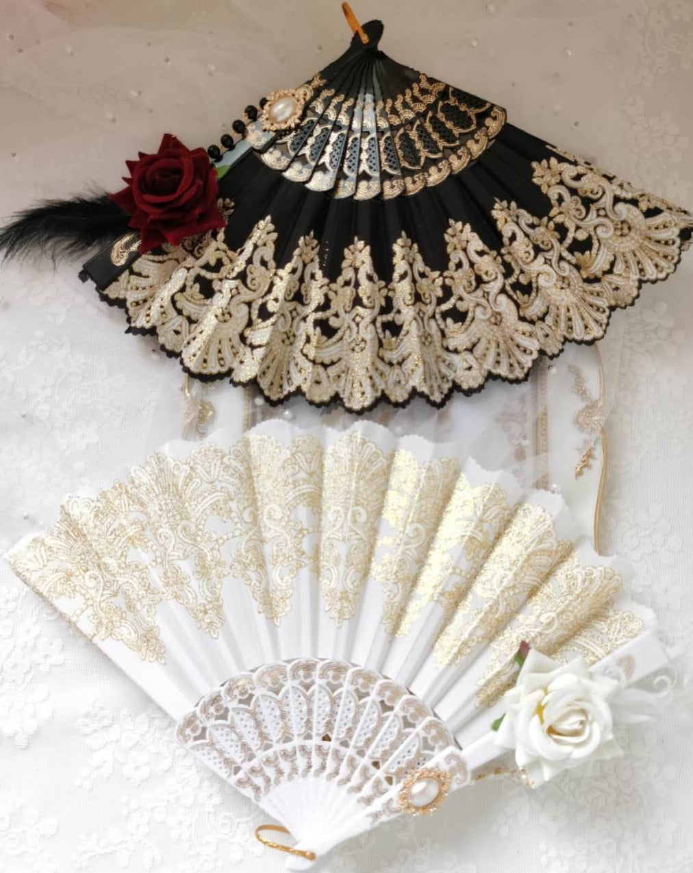 Gothic Lolita Rose Elegant Fan All 2 colors