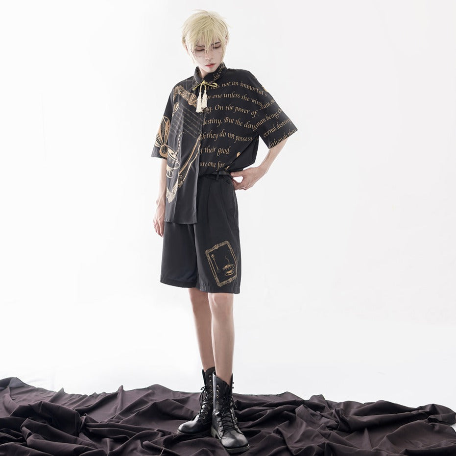 Prince Lolita Print String Tie Blouse
