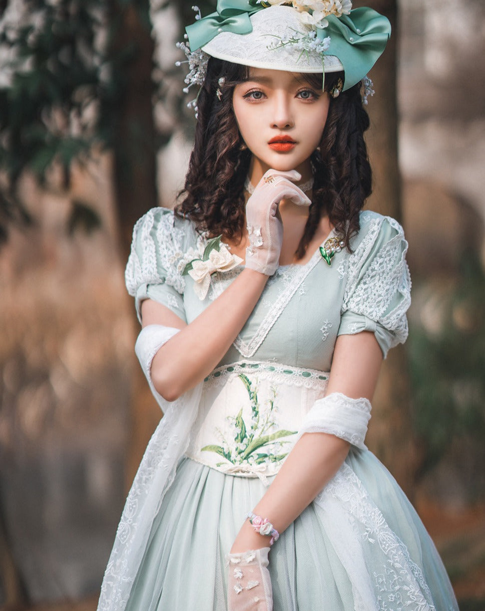 [Simultaneous purchase only] Suzuran flower embroidery bone corset