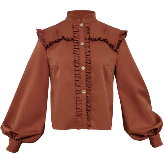 バルーン袖のブラウンブラウス - ロリータファッション通販RonRon
