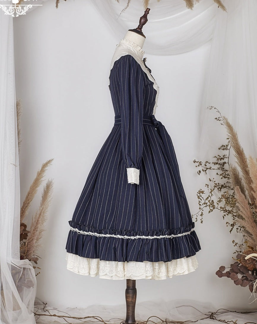 [Pre-order] British Classical Lolita Vertical Striped Dress