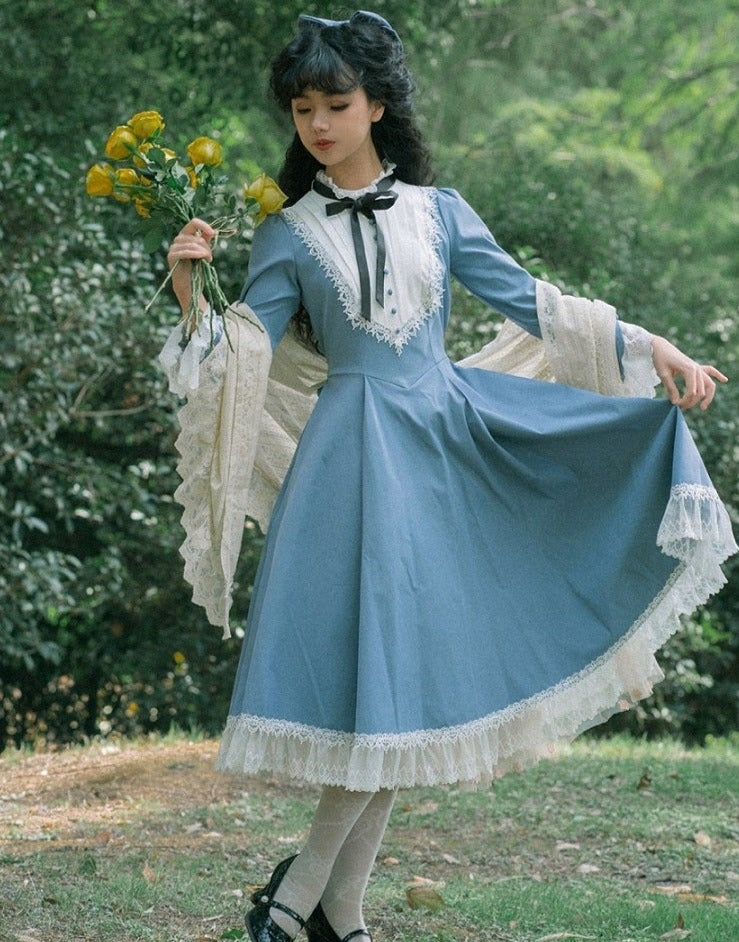 Freya's Fall Classical Lace Sleeve Dress
