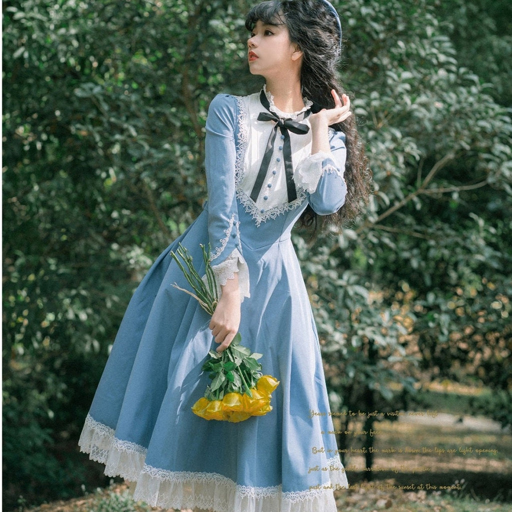Freya's Fall Classical Lace Sleeve Dress