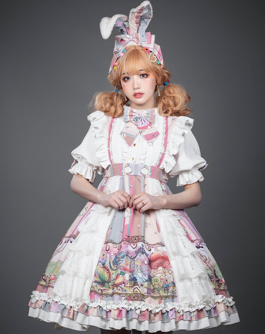 Alice in Wonderland sweet loli pink dress and headband