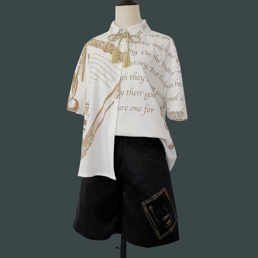 Prince Lolita Print String Tie Blouse