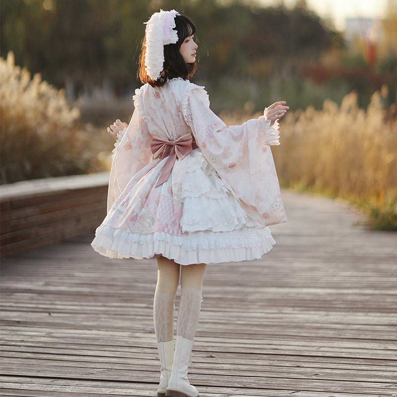 Japanese Style Sakura Pink Kimono Lolita Dress