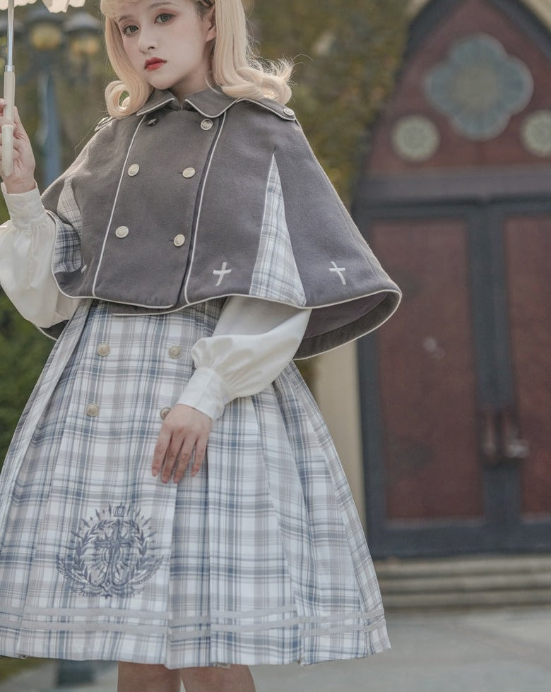 British college layered dress and cloak