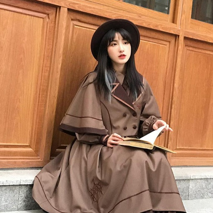 School style classical elegant long dress &amp; cloak
