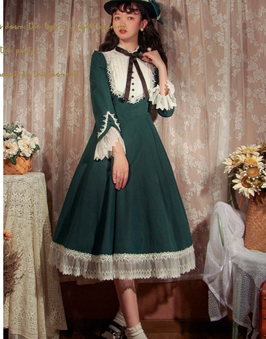 Freya's Fall Classical Lace Sleeve Dress