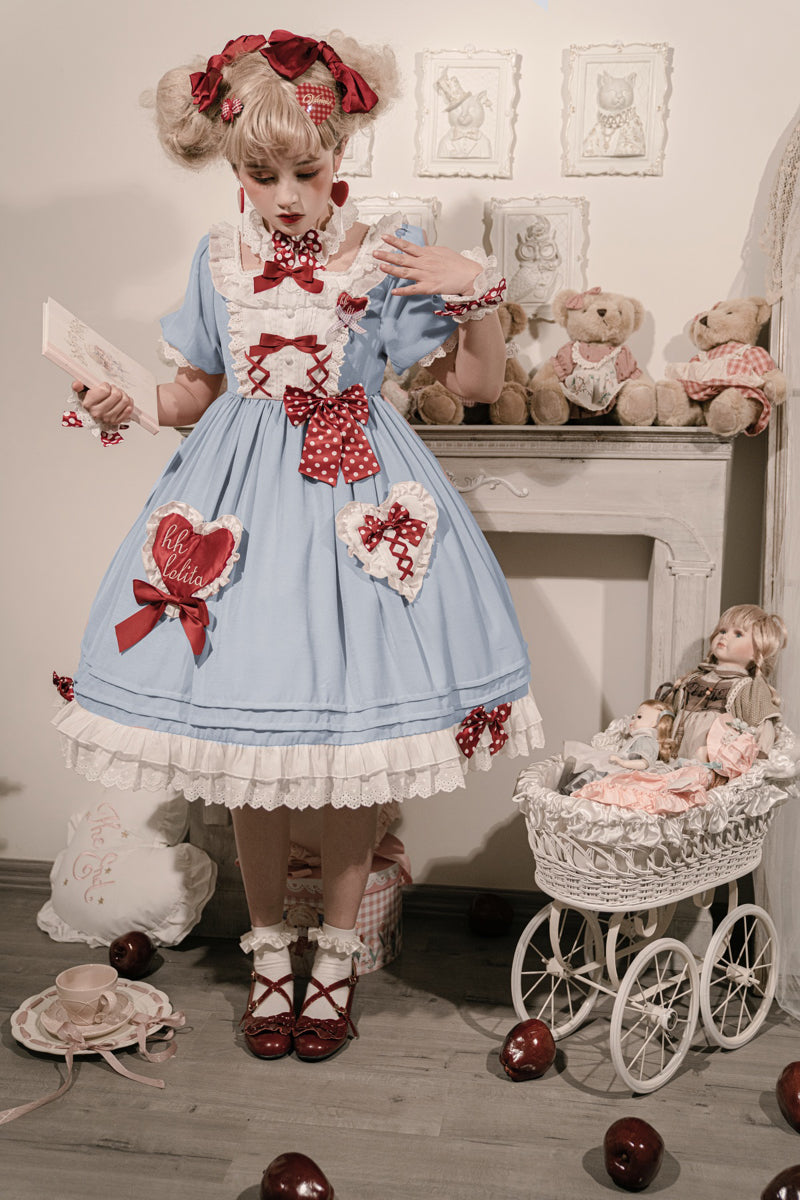 Lovely sweet lolita dress full of hearts and ribbons | Idol costume |
