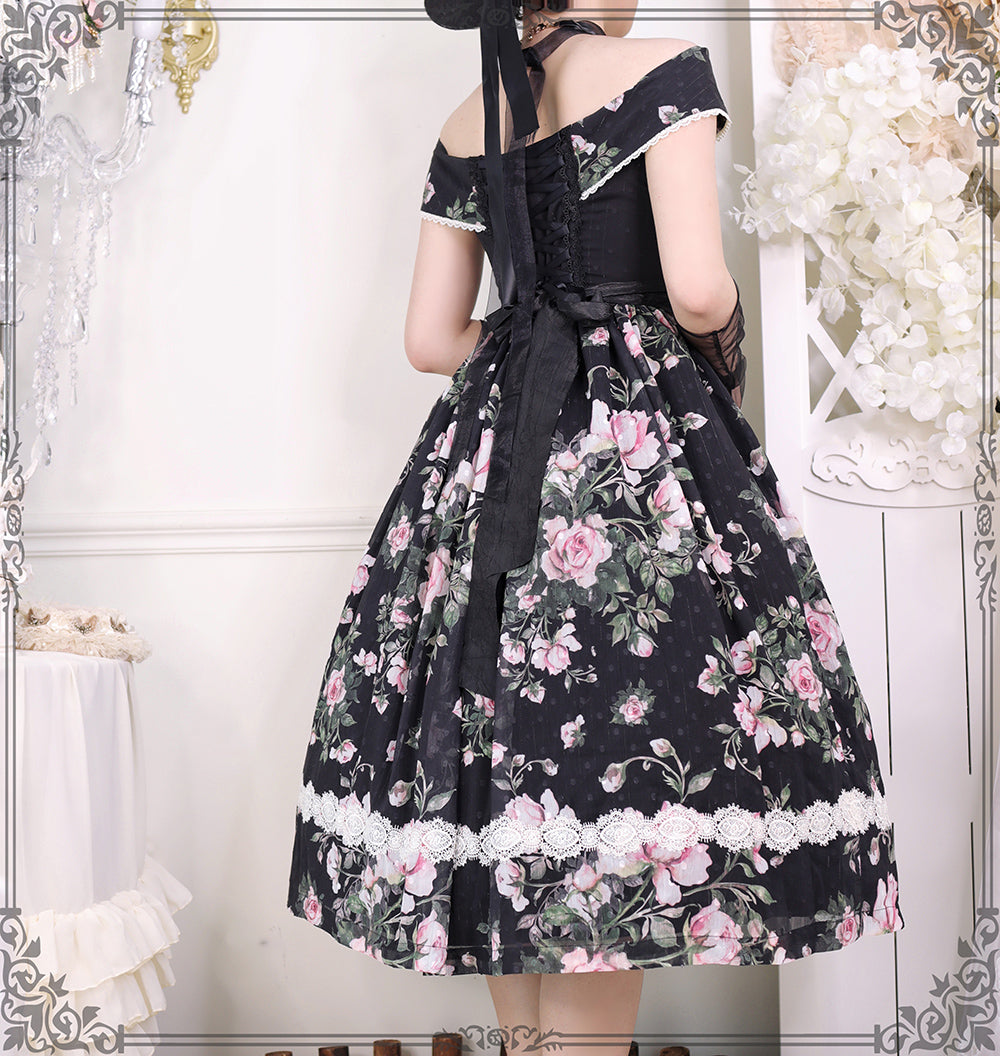 [Pre-order] Rose Garden 2-way design neck classic lolita jumper skirt