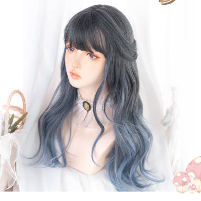 Lolita Wig Blue Gradation Loose Fluffy Curly Long