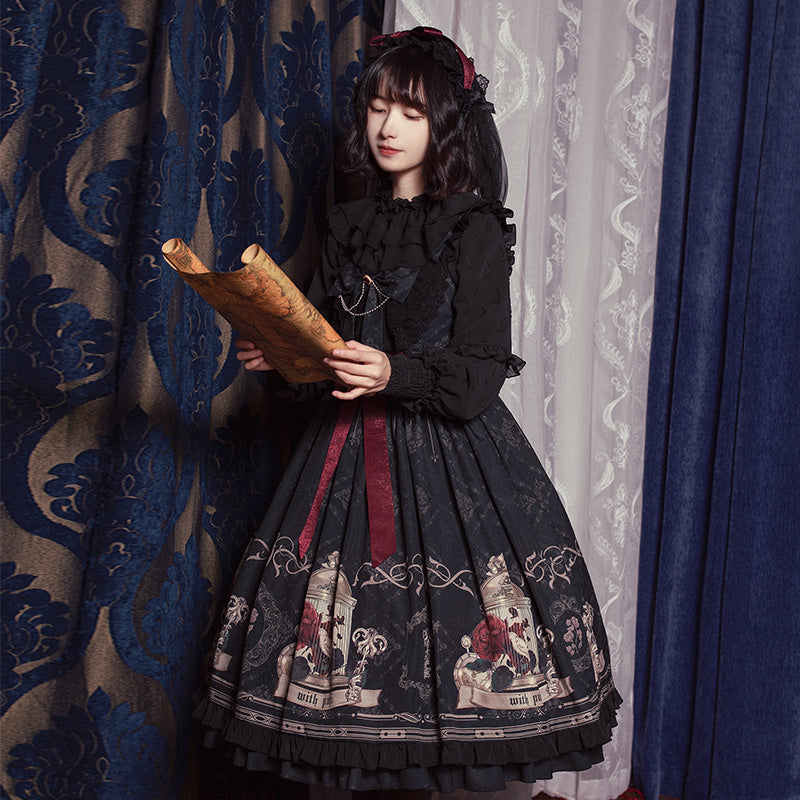Classic Birdcage Pattern Lolita Jumper Skirt