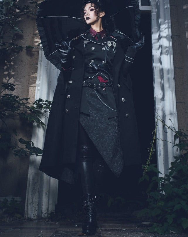 Oath in Black Military Lolita Skirt