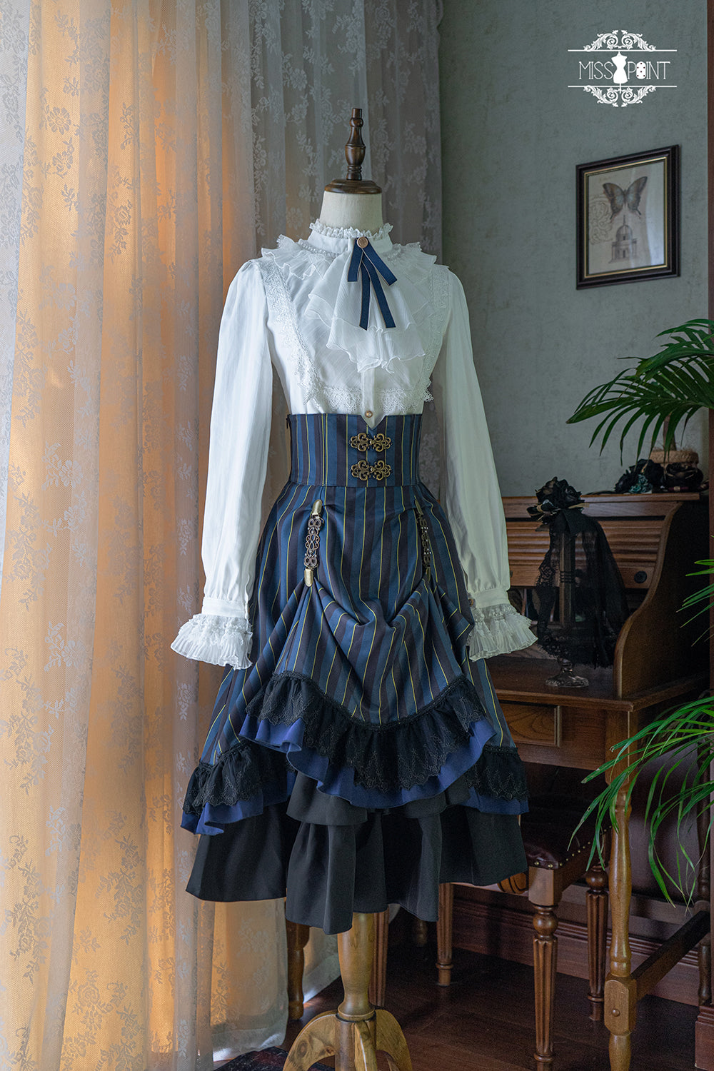 【予約販売】領主貴族のゴスロリ縦縞ハイウエストスカート