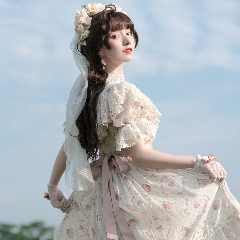 [Pre-order] Edwardian Elegant Rose Print Classic Lolita Dress 1.0