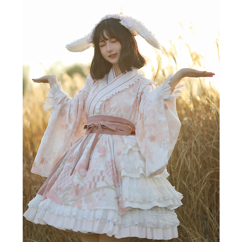 Japanese Style Sakura Pink Kimono Lolita Dress