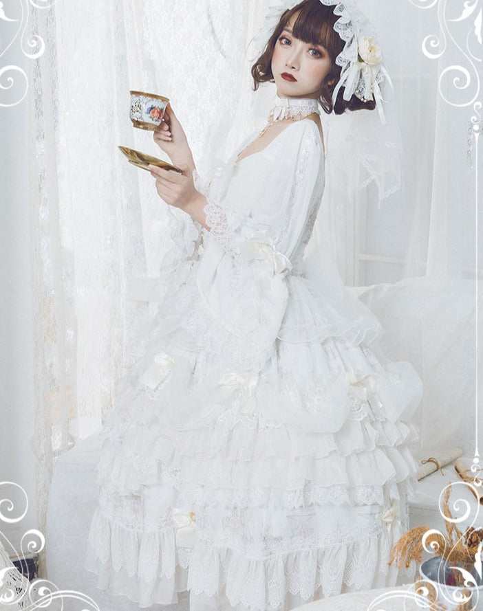 Day and Night Lace and Frill Bride Lolita Dress Full Set