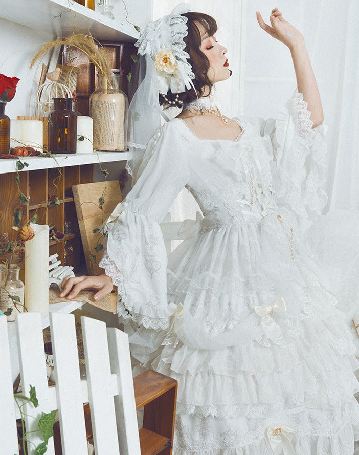 Day and Night Lace and Frill Bride Lolita Dress Full Set