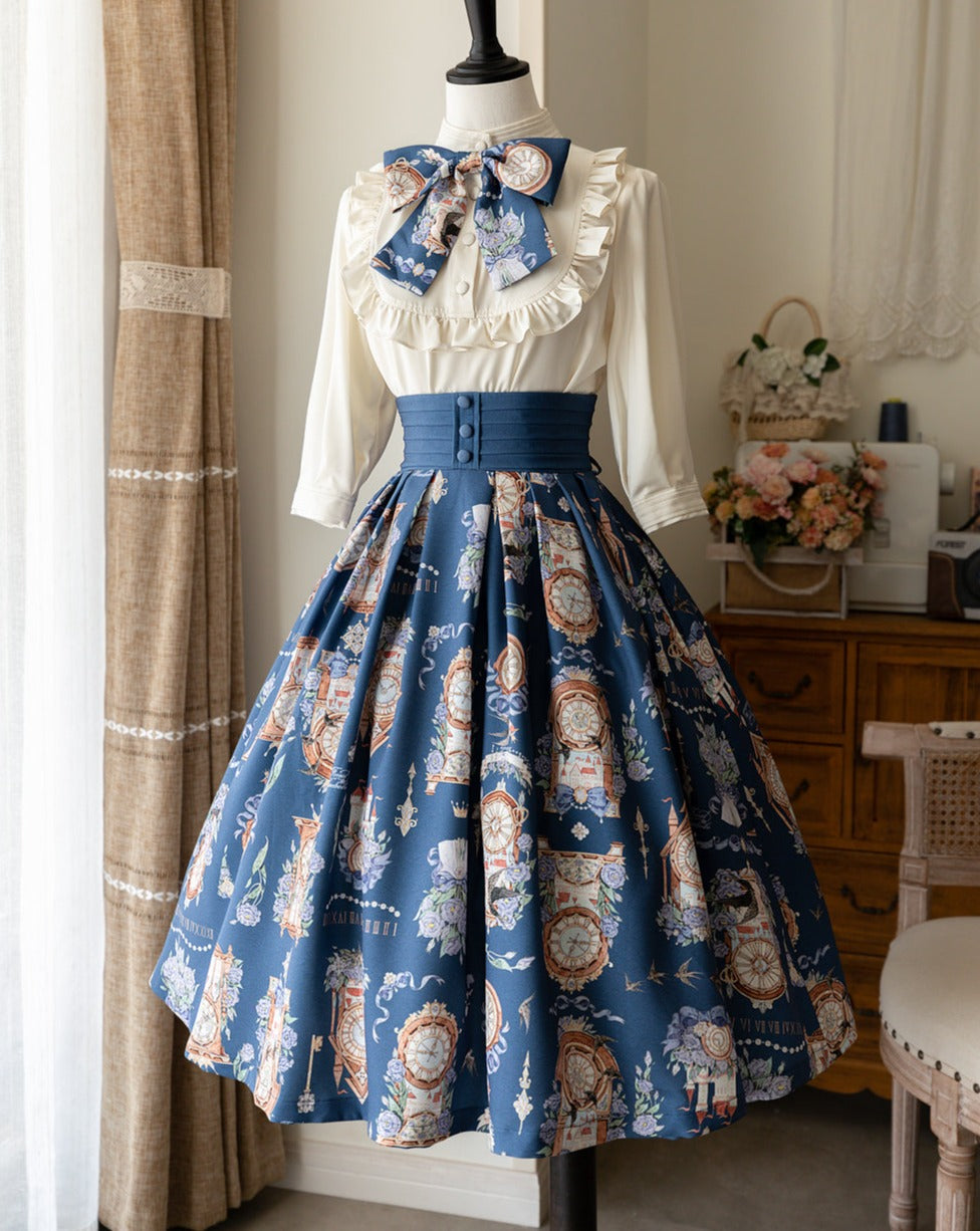 Eternal Echo Classical Lace Up Skirt with Ribbon Tie and Headband