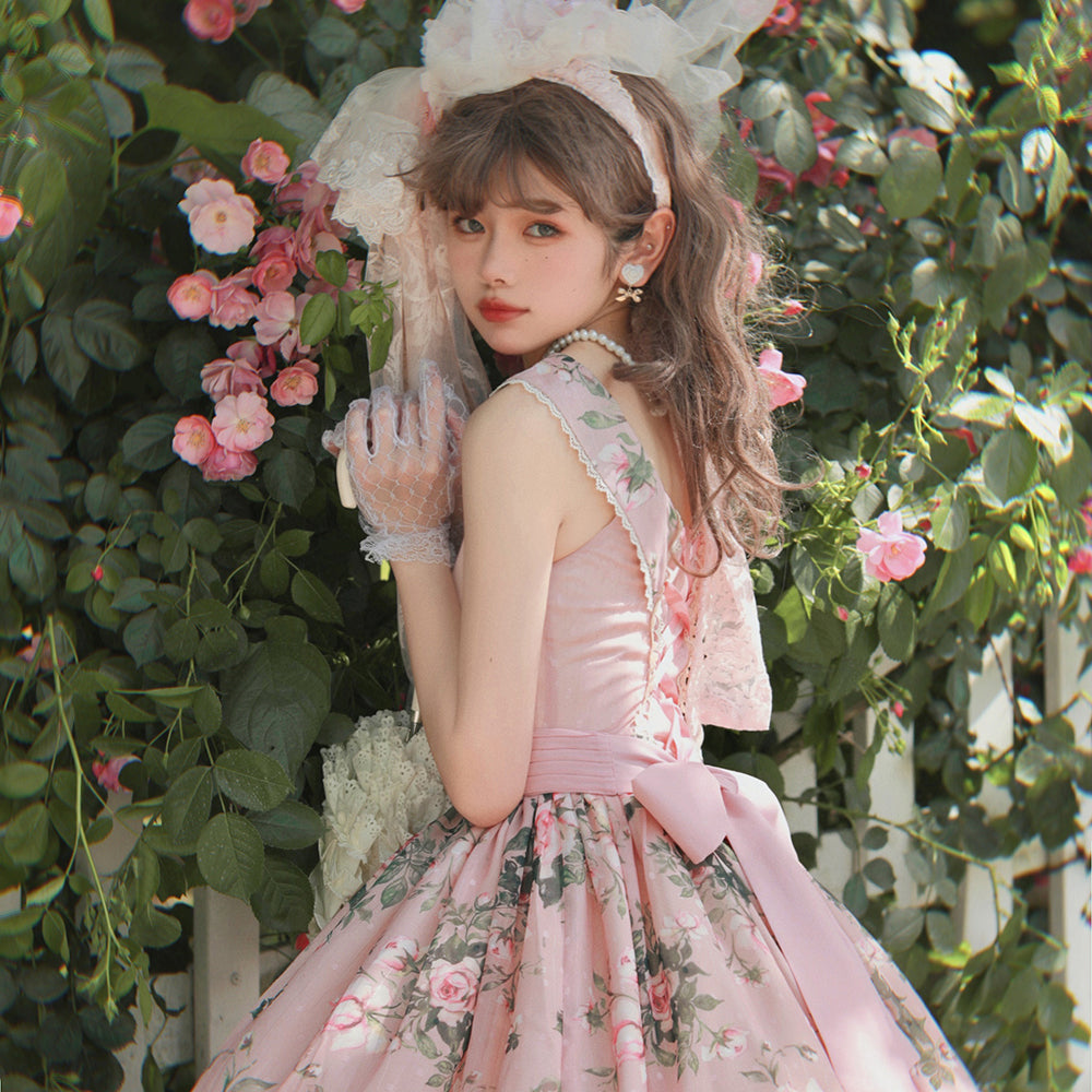 [Pre-order] Rose Garden 2-way design neck classic lolita jumper skirt