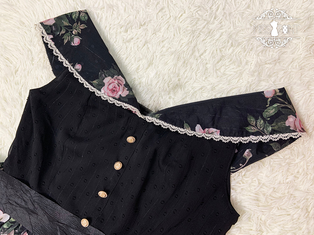[Pre-order] Rose Garden 2-way design neck classic lolita jumper skirt
