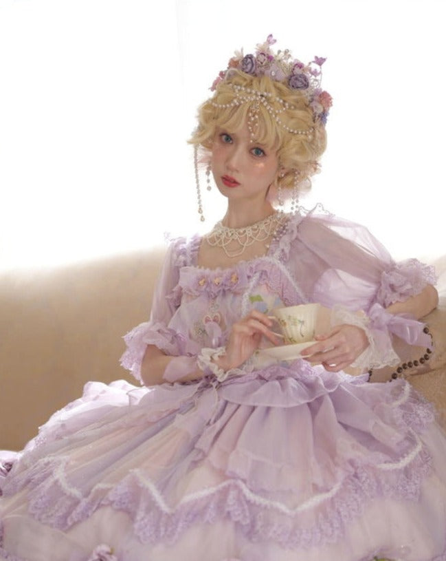 [Pre-order] Chiffon purple princess dress and flower tiara