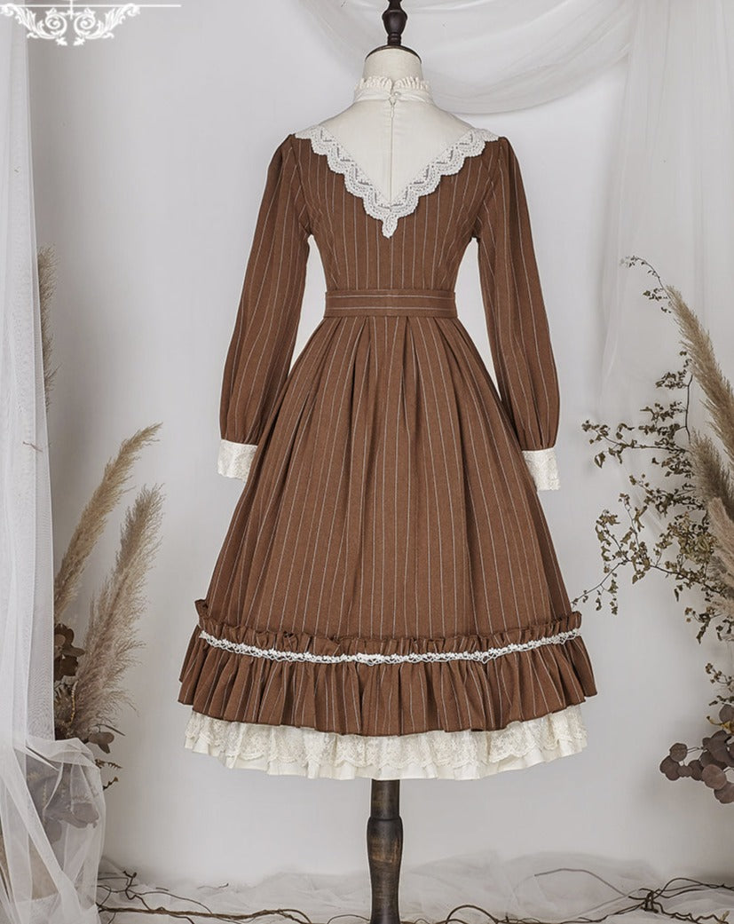 [Pre-order] British Classical Lolita Vertical Striped Dress