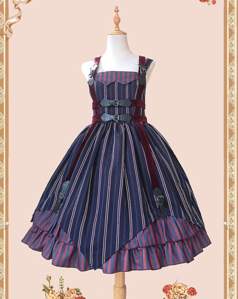 Punk Lolita British Striped Jumper Skirt
