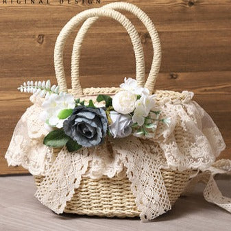 Handmade Flower Mini Basket Bag