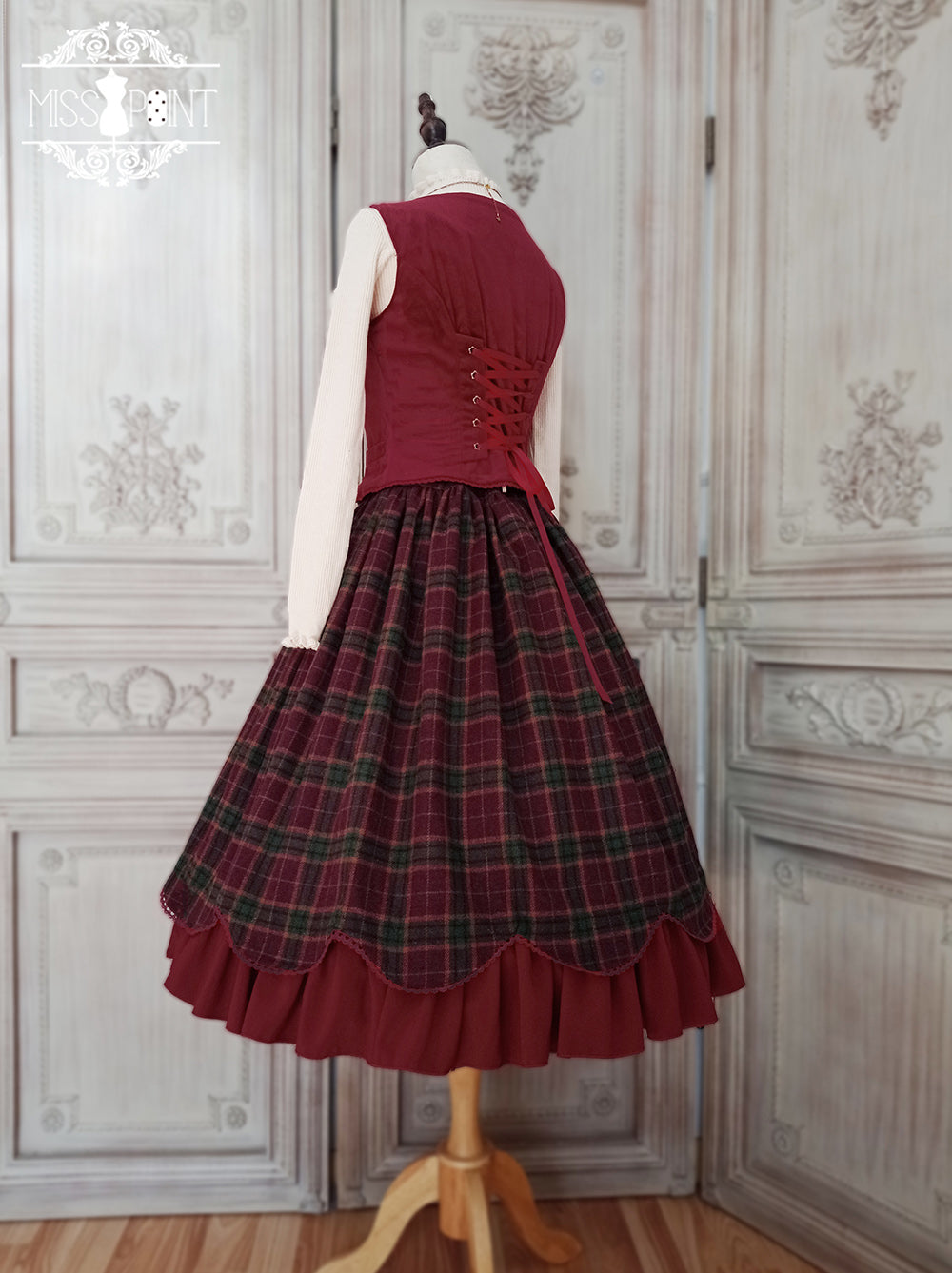 【予約販売】格子柄のクラシカルレイヤードスカート