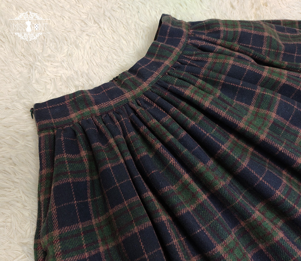 【予約販売】格子柄のクラシカルレイヤードスカート