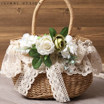Handmade Flower Mini Basket Bag