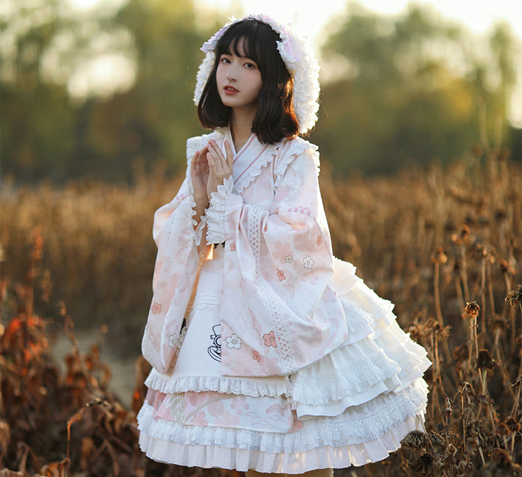Japanese Style Sakura Pink Kimono Lolita Dress