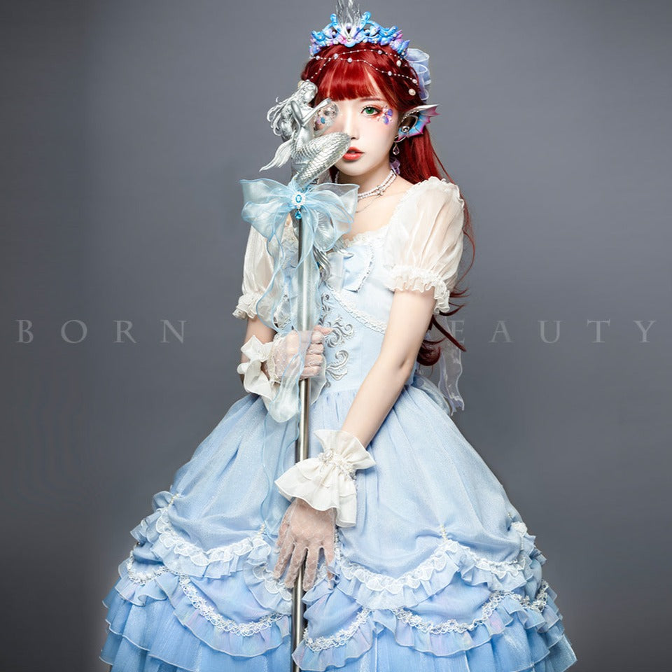 Little Mermaid Tears Pastel Blue Princess Dress