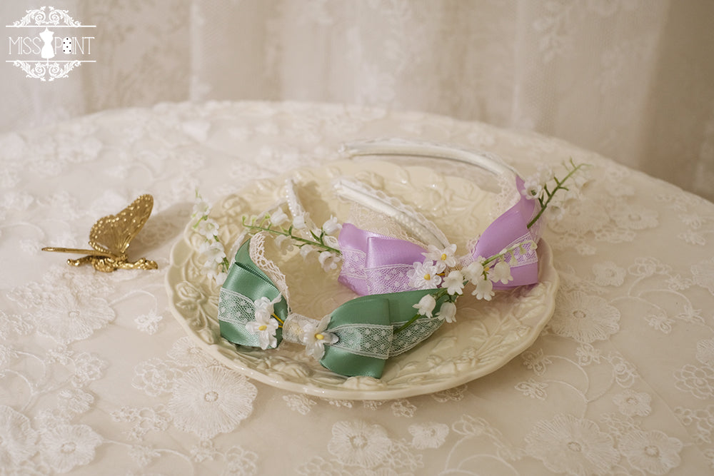 [Simultaneous purchase only] Suzuran flower embroidery bonnet, hat, headband